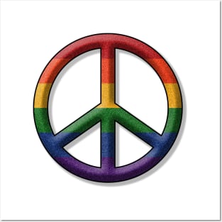 Peace Pride design in LGBT Rainbow pride flag colors Posters and Art